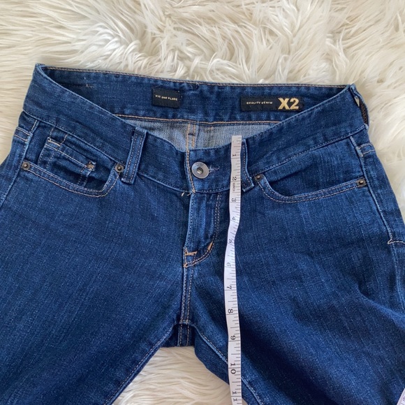 Quality denim X2 “ fit and flare” dark wash flare leg wide leg boot cut sz 2 L - Picture 13 of 17